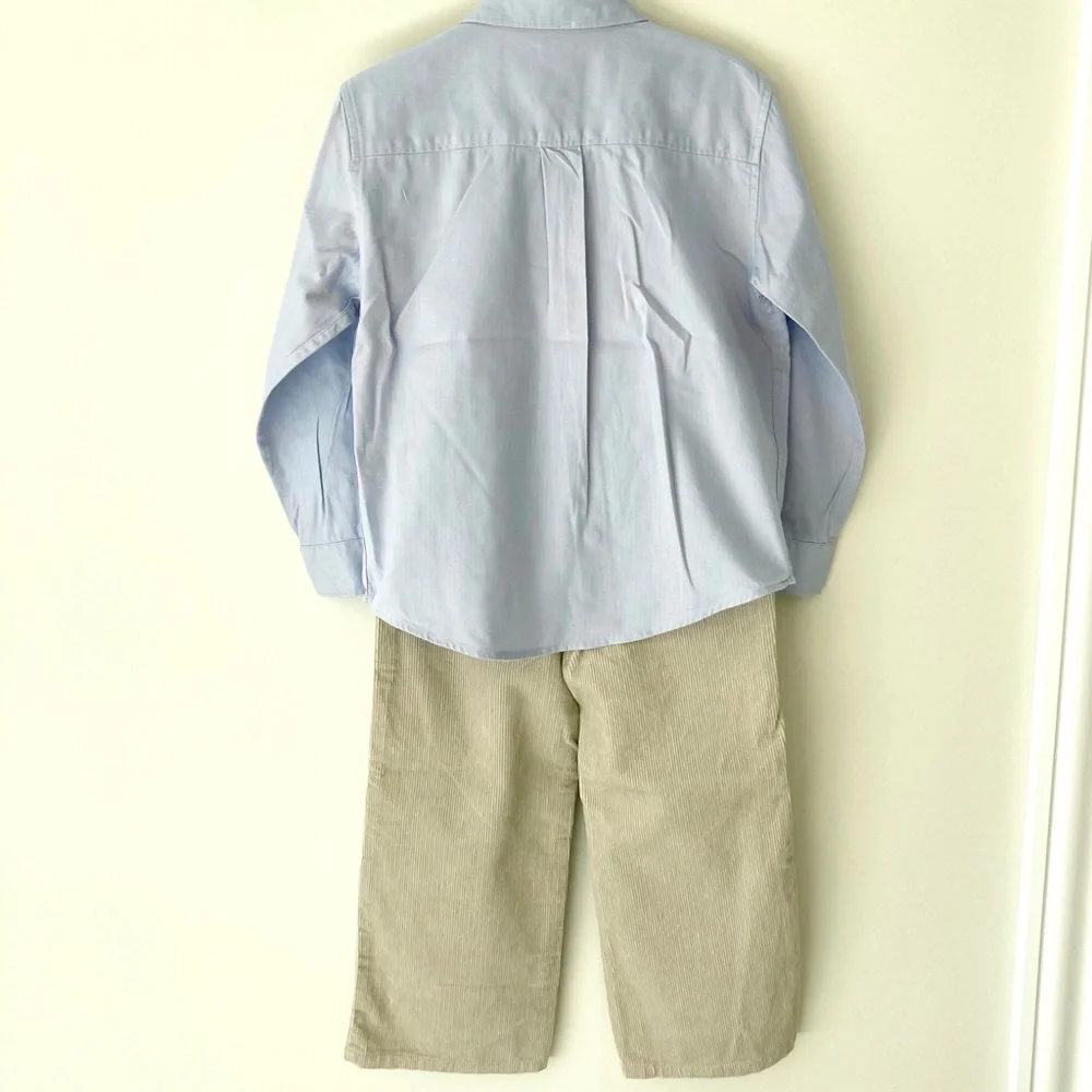 Janie and Jack Blue Shirt & Tan Corduroy Pants 5
